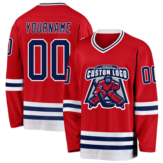 Custom Red Navy-White Hockey Jersey - Sky-Custom