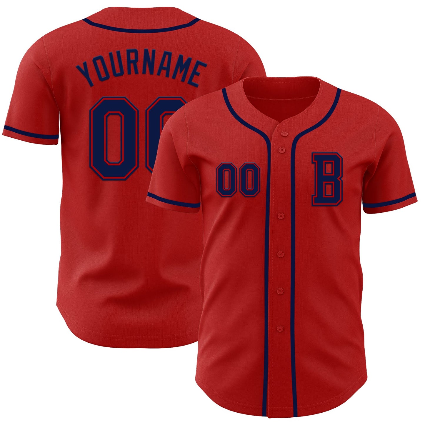Custom Red Navy Authentic Baseball Jersey - Sky-Custom