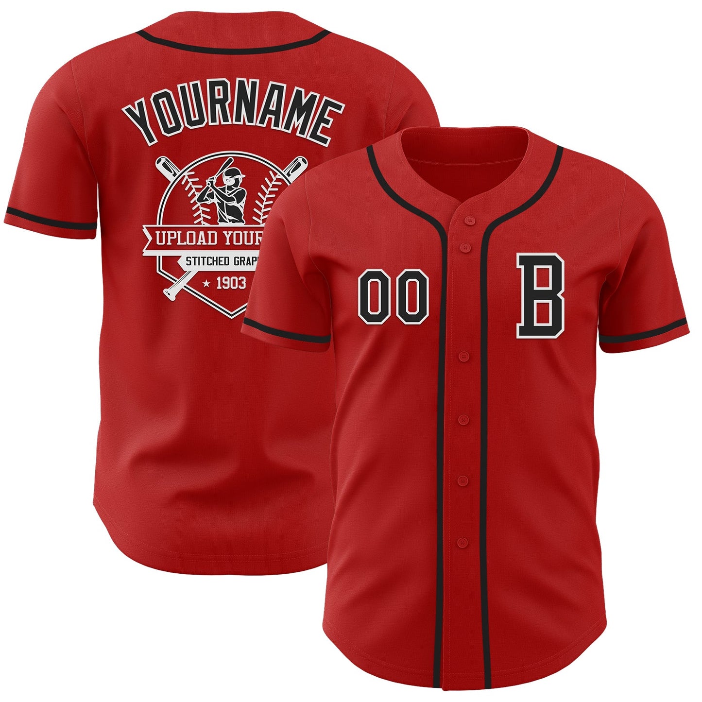 Custom Red Black-White Authentic Baseball Jersey - Sky-Custom