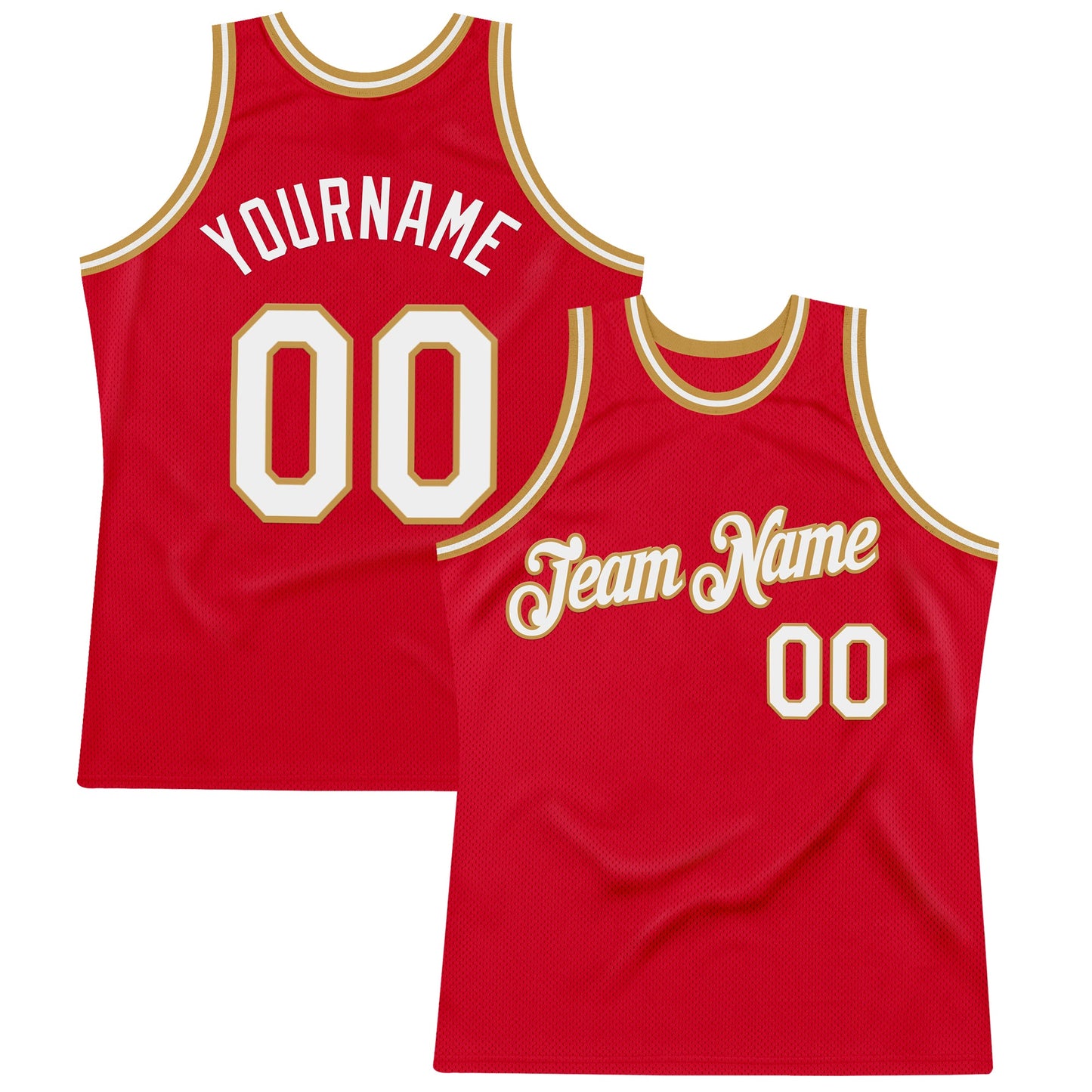 Custom Red White-Old Gold Authentic Throwback Basketball Jersey - Sky-Custom