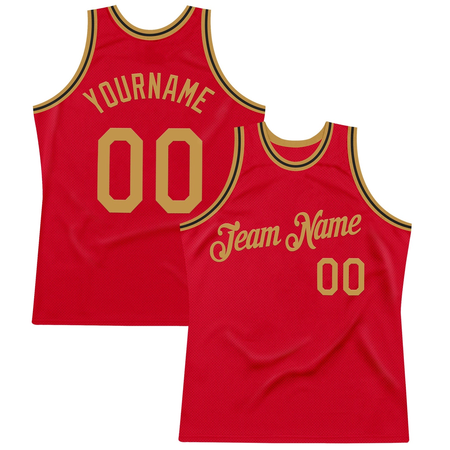 Custom Red Old Gold-Black Authentic Throwback Basketball Jersey - Sky-Custom