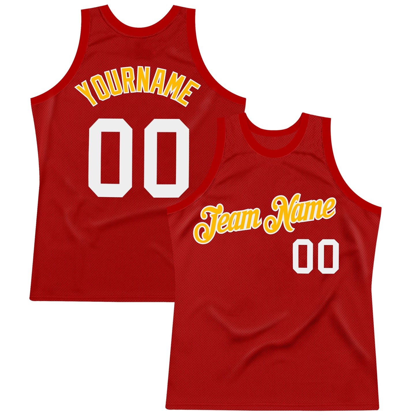 Custom Red White-Gold Authentic Throwback Basketball Jersey - Sky-Custom