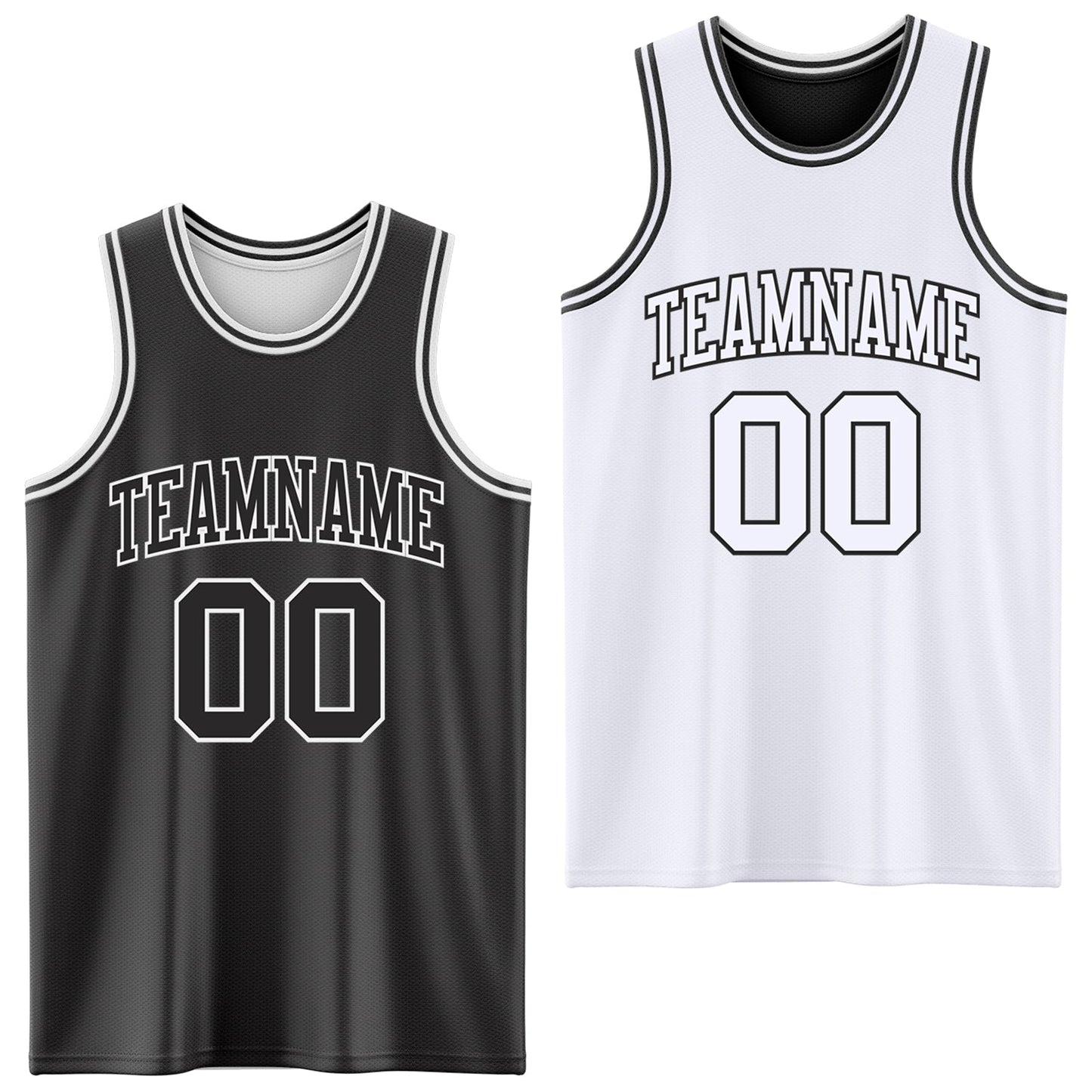 Custom Reversible Black White Double Side Sublimation Basketball Suit Jersey - Sky-Custom