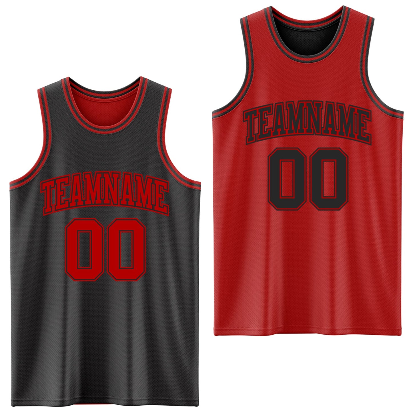 Custom Reversible Black Red Double Side Sublimation Basketball Suit Jersey - Sky-Custom