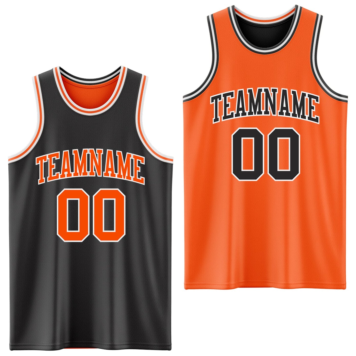 Custom Reversible Black Orange-White Double Side Sublimation Basketball Suit Jersey - Sky-Custom