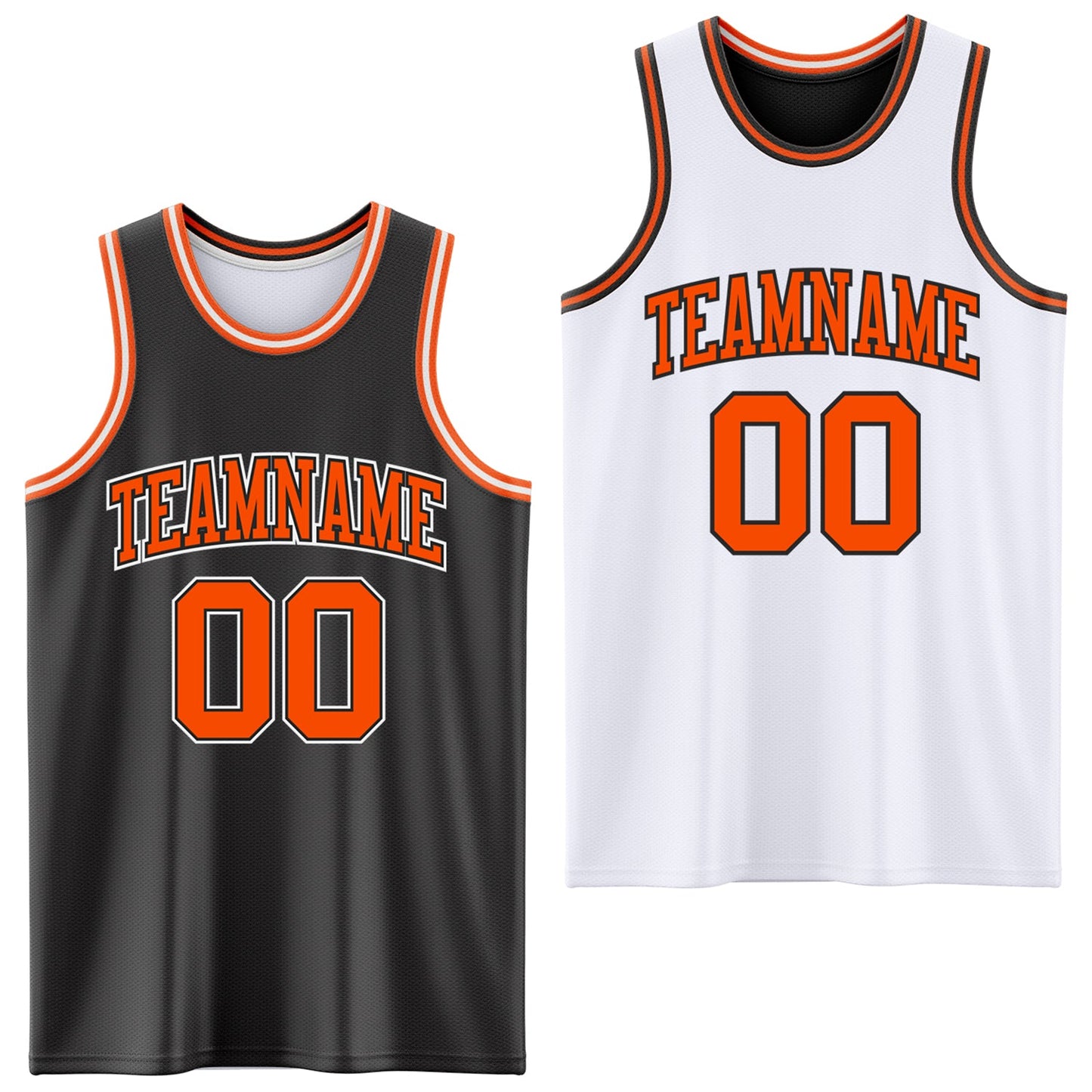 Custom Reversible Black Orange-White Double Side Sublimation Basketball Suit Jersey - Sky-Custom
