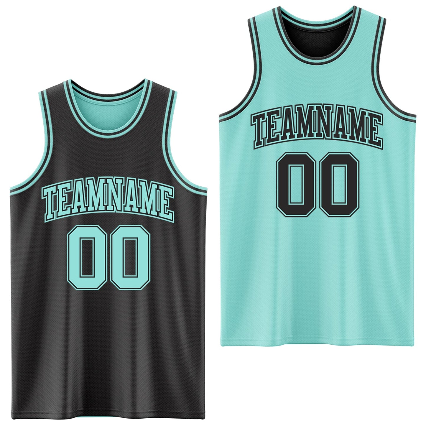 Custom Reversible Black Ice Blue Double Side Sublimation Basketball Suit Jersey - Sky-Custom