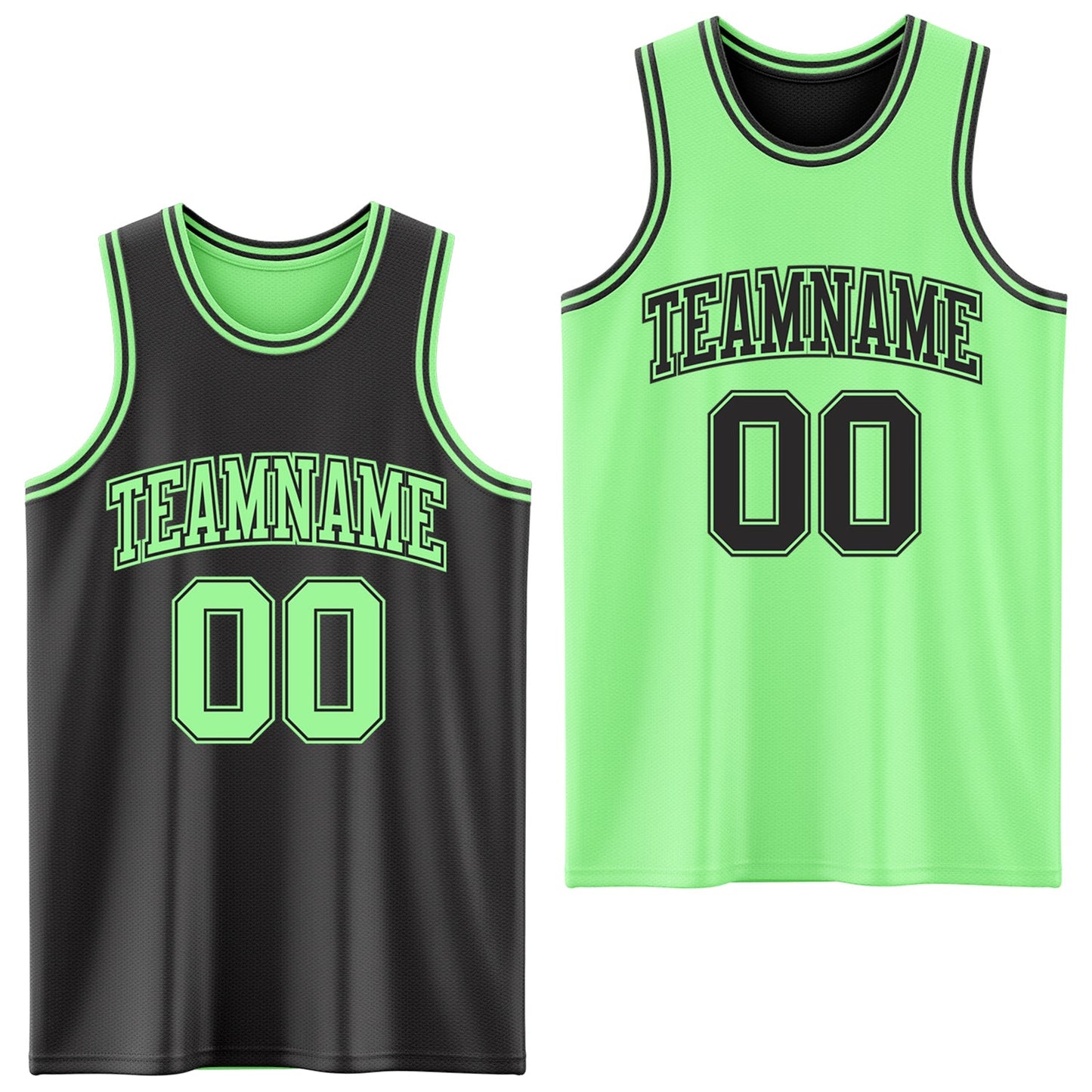 Custom Reversible Black Pea Green Double Side Sublimation Basketball Suit Jersey - Sky-Custom