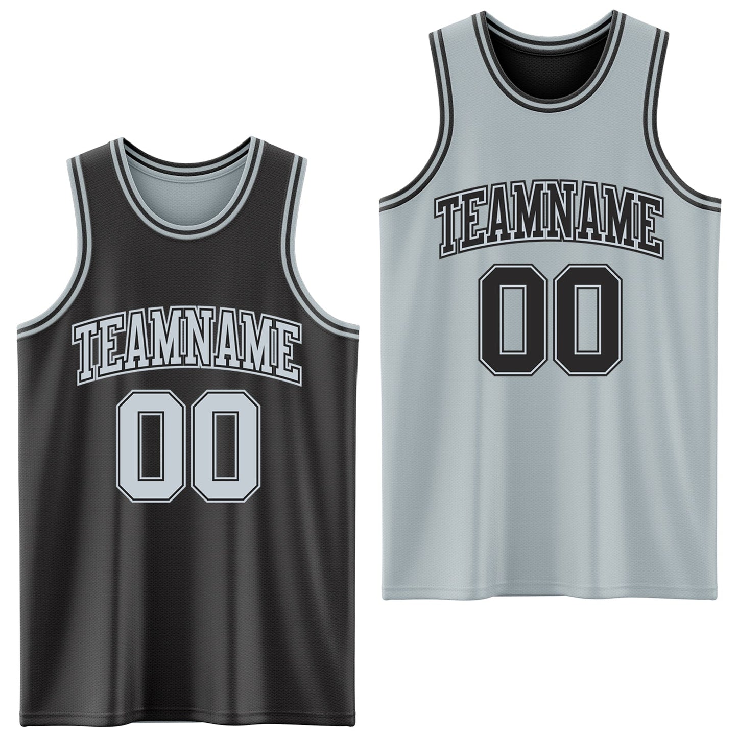 Custom Reversible Black Silver Double Side Sublimation Basketball Suit Jersey - Sky-Custom