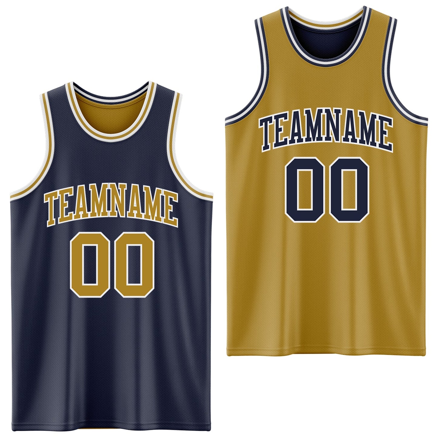 Custom Navy Old Gold-White Reversible Double Side Sublimation Basketball Suit Jersey - Sky-Custom