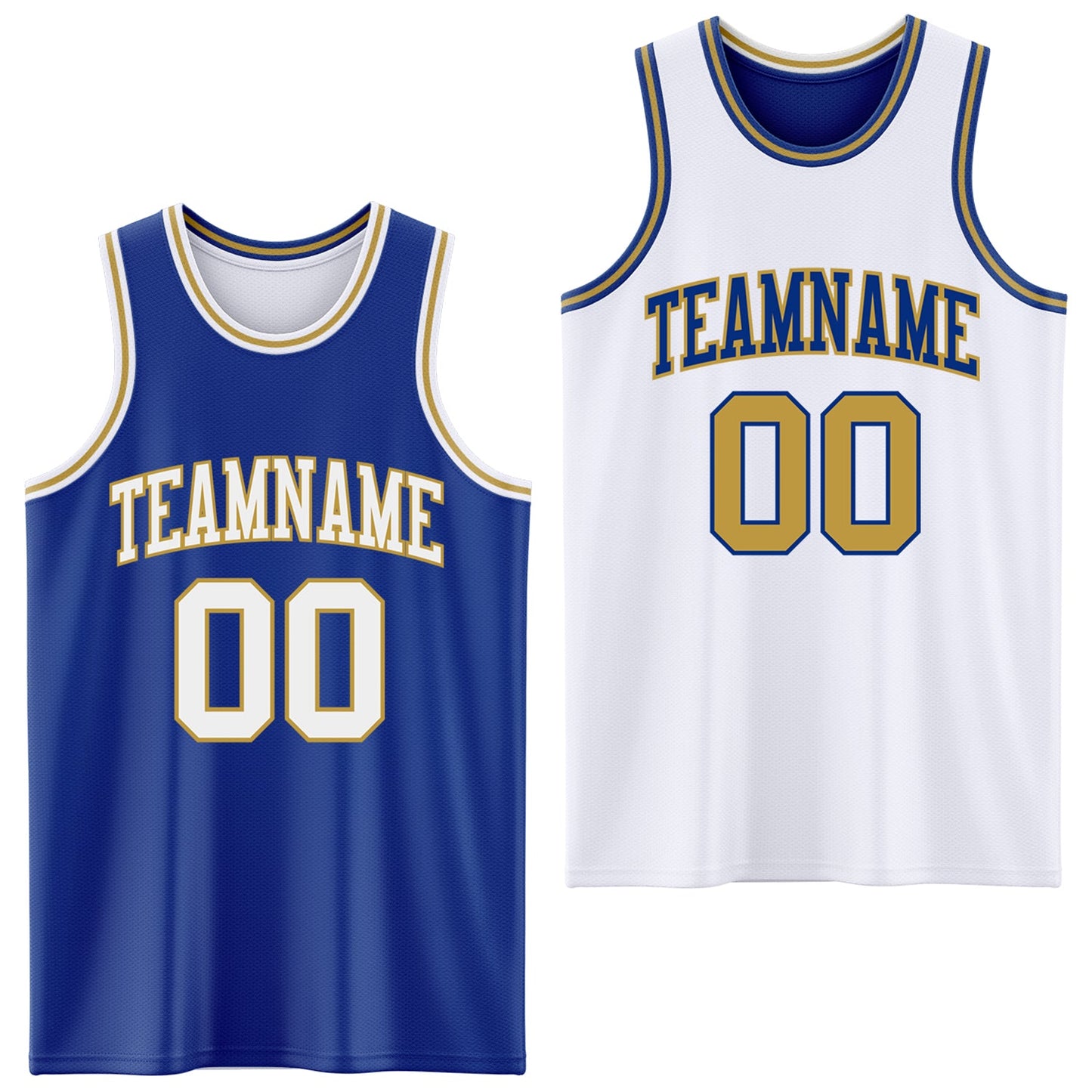 Custom Royal White-Old Gold Reversible Double Side Sublimation Basketball Suit Jersey - Sky-Custom