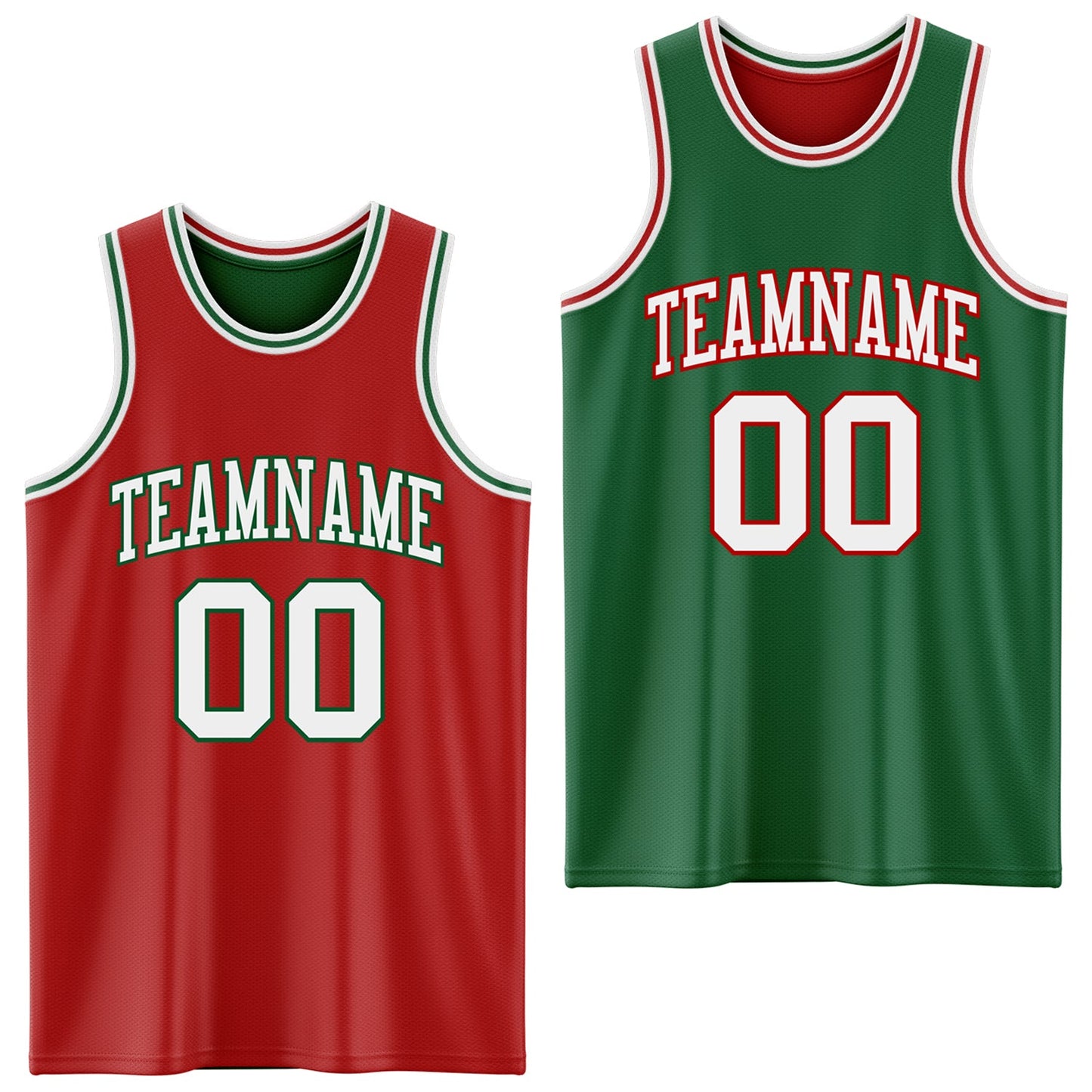 Custom Red White-Kelly Green Reversible Double Side Sublimation Basketball Suit Jersey - Sky-Custom