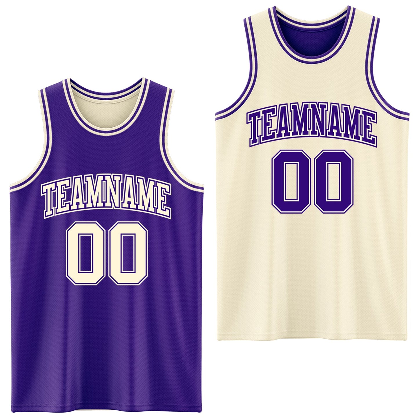 Custom Reversible Purple Cream Double Side Sublimation Basketball Suit Jersey - Sky-Custom
