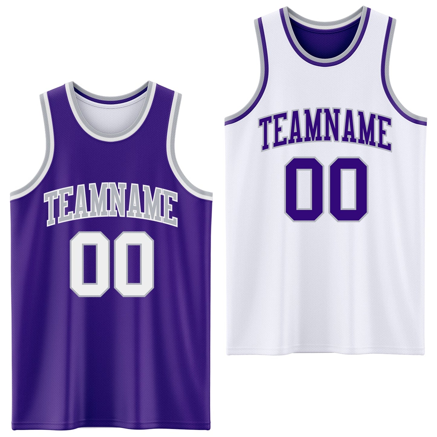Custom Reversible Purple White-Gray Double Side Sublimation Basketball Suit Jersey - Sky-Custom