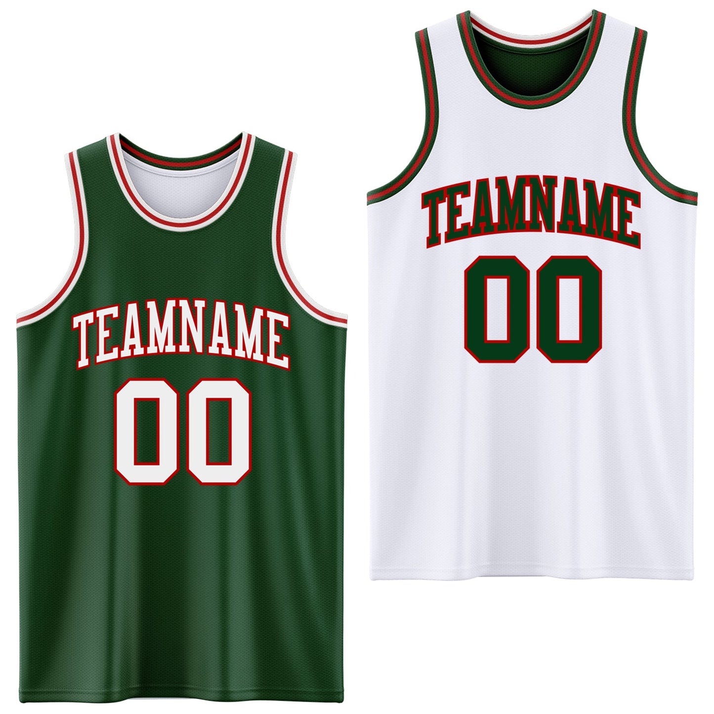 Custom Reversible Green White-Red Double Side Sublimation Basketball Suit Jersey - Sky-Custom