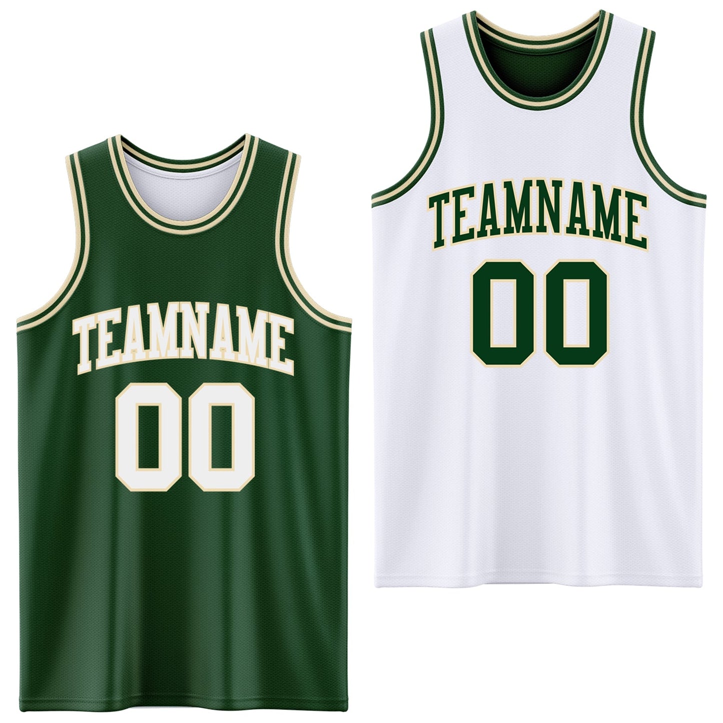 Custom Reversible Green White-Cream Double Side Sublimation Basketball Suit Jersey - Sky-Custom