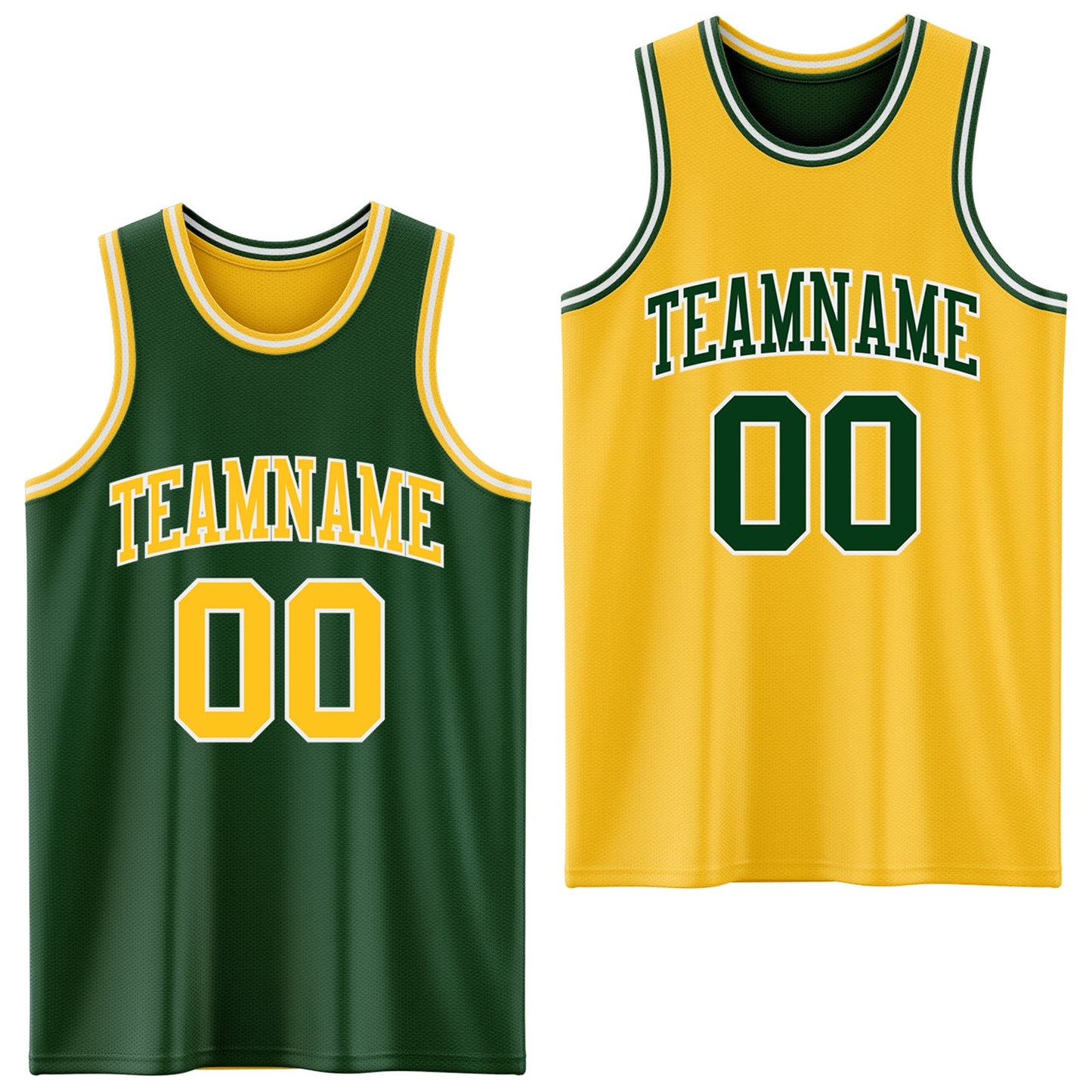 Custom Reversible Green Gold-White Double Side Sublimation Basketball Suit Jersey - Sky-Custom