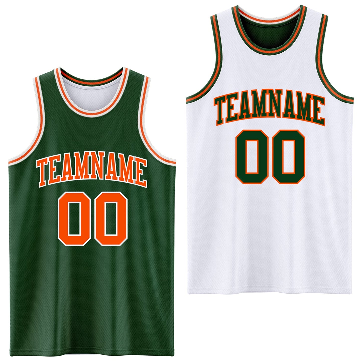 Custom Reversible Green Orange-White Double Side Sublimation Basketball Suit Jersey - Sky-Custom