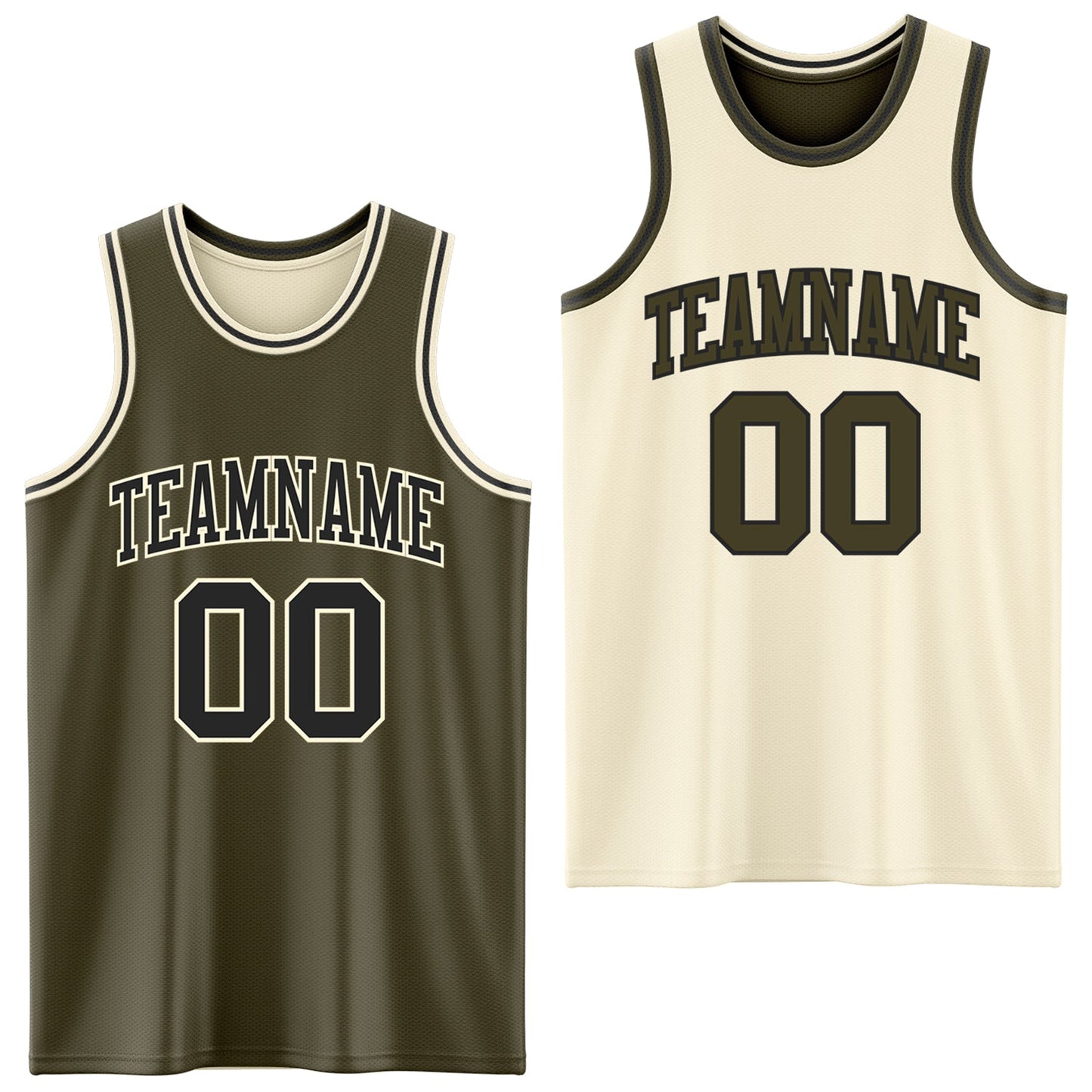 Custom Reversible Olive Black-Cream Double Side Salute To Service Sublimation Basketball Suit Jersey - Sky-Custom