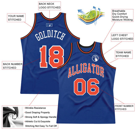 Custom Royal Orange-White Authentic Throwback Basketball Jersey - Sky-Custom