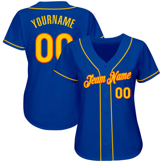Custom Royal Gold-Orange Authentic Baseball Jersey - Sky-Custom