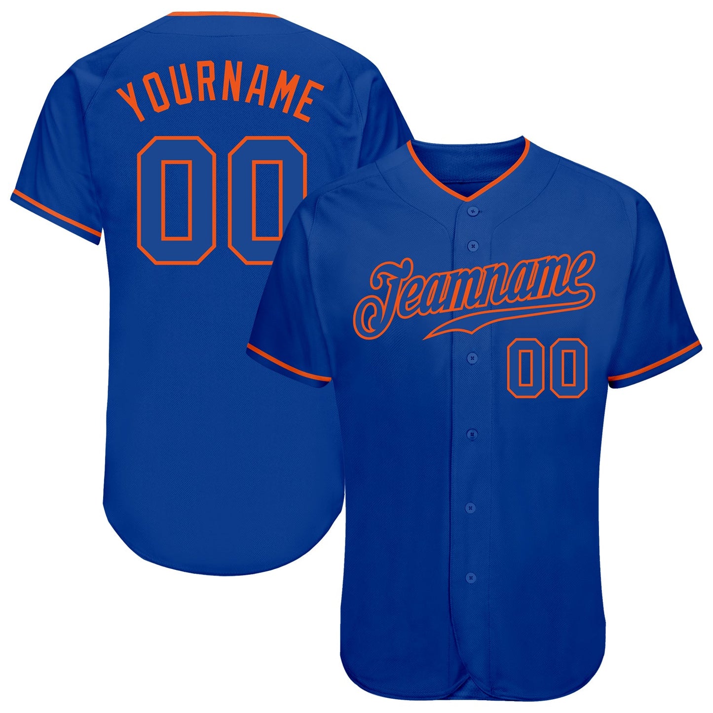 Custom Royal Royal-Orange Authentic Baseball Jersey - Sky-Custom