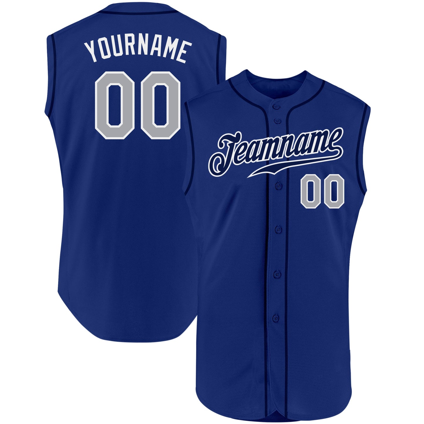 Custom Royal Gray-White Authentic Sleeveless Baseball Jersey - Sky-Custom