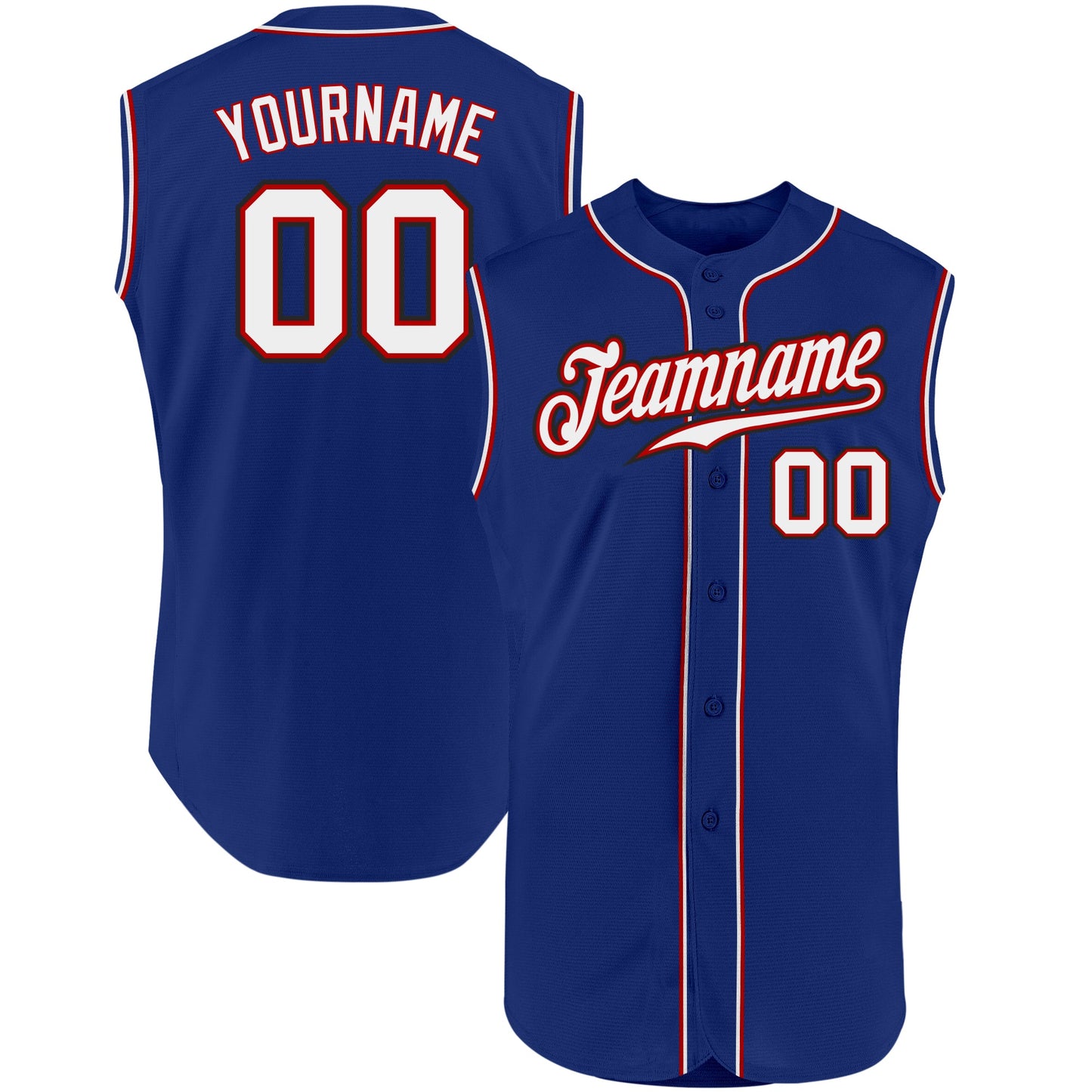 Custom Royal White-Red Authentic Sleeveless Baseball Jersey - Sky-Custom