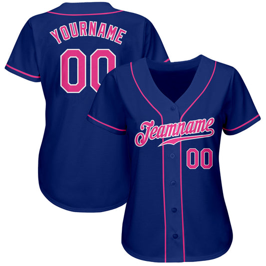 Custom Royal Pink-White Authentic Baseball Jersey - Sky-Custom