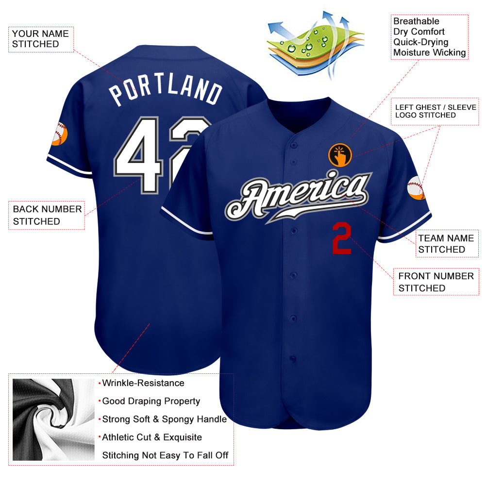 Custom Royal White-Red Authentic Baseball Jersey - Sky-Custom