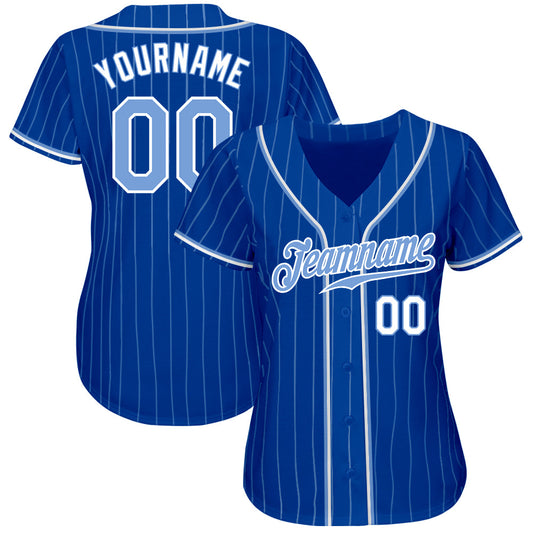 Custom Royal Light Blue Pinstripe Light Blue-White Authentic Baseball Jersey - Sky-Custom