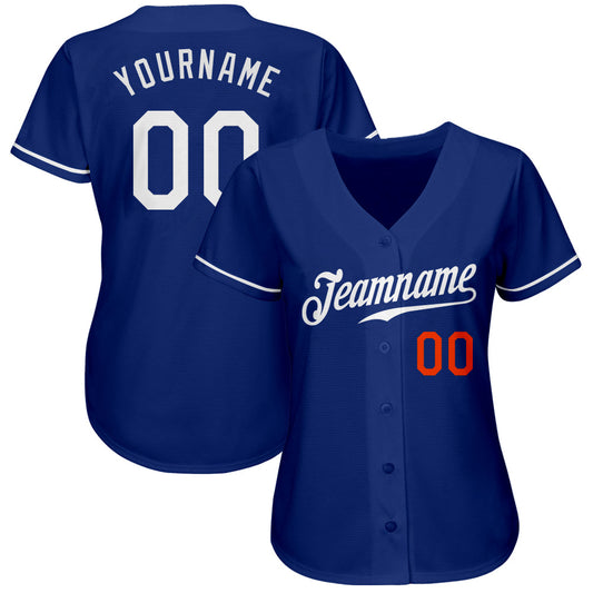 Custom Royal White-Orange Authentic Baseball Jersey - Sky-Custom