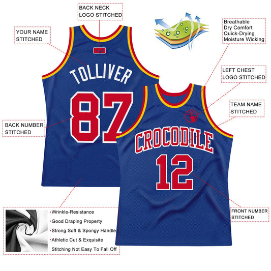 Custom Royal Red-White Authentic Throwback Basketball Jersey - Sky-Custom