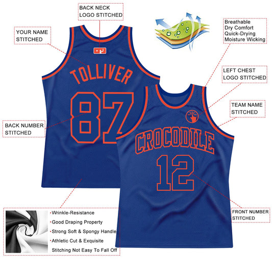 Custom Royal Royal-Orange Authentic Throwback Basketball Jersey - Sky-Custom