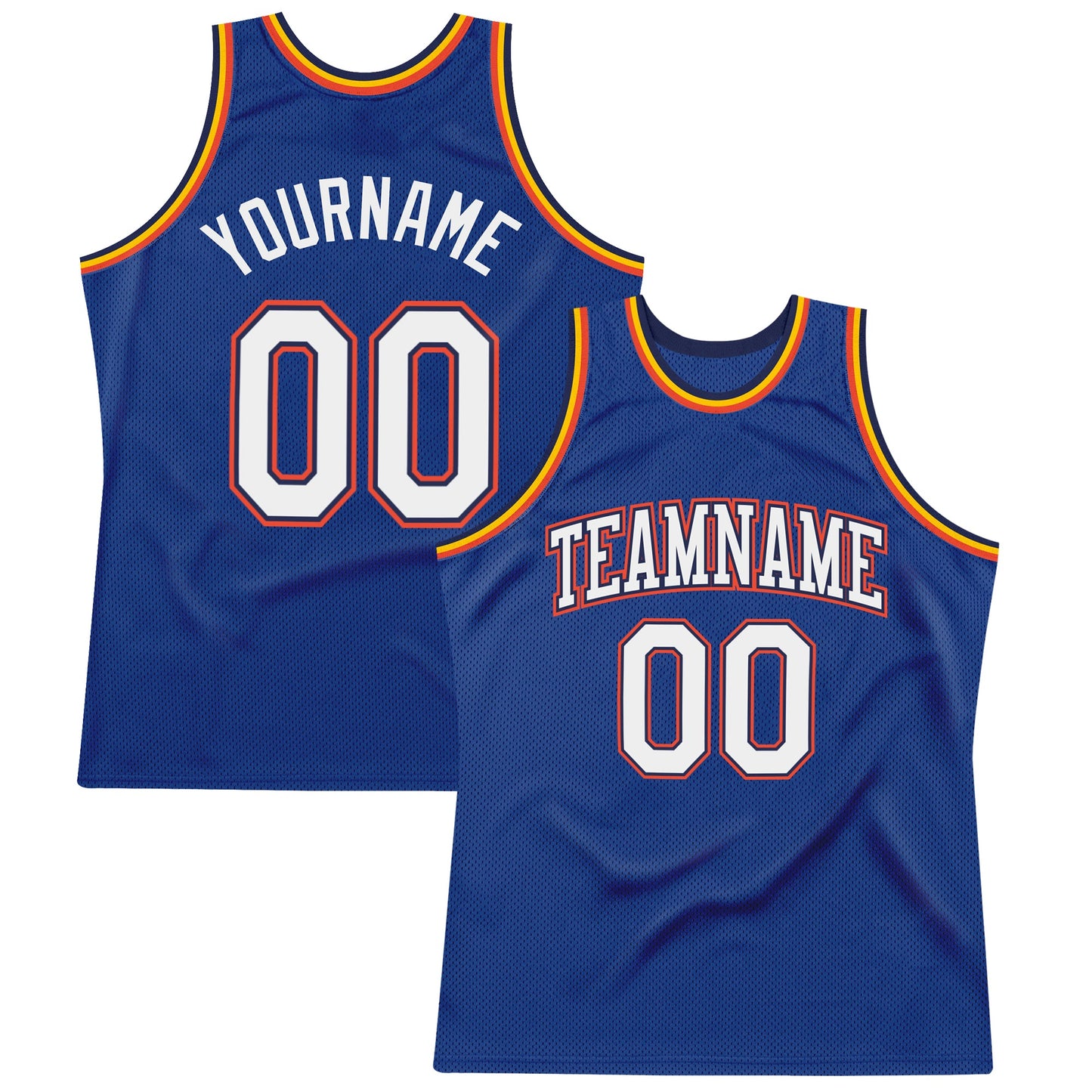 Custom Royal White-Orange Authentic Throwback Basketball Jersey - Sky-Custom