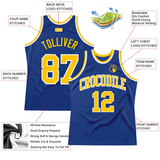 Custom Royal Gold-White Authentic Throwback Basketball Jersey - Sky-Custom
