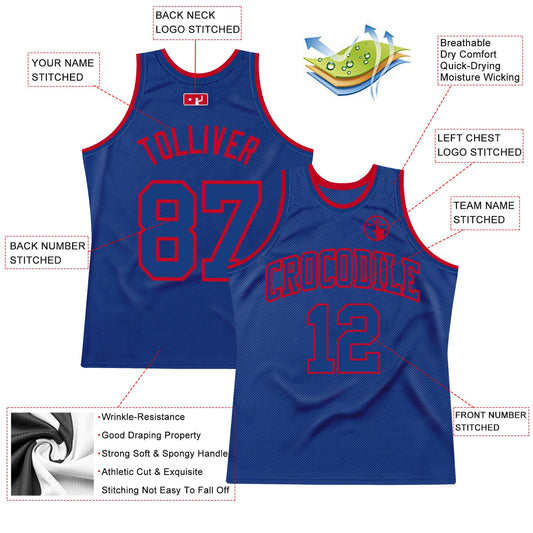 Custom Royal Royal-Red Authentic Throwback Basketball Jersey - Sky-Custom