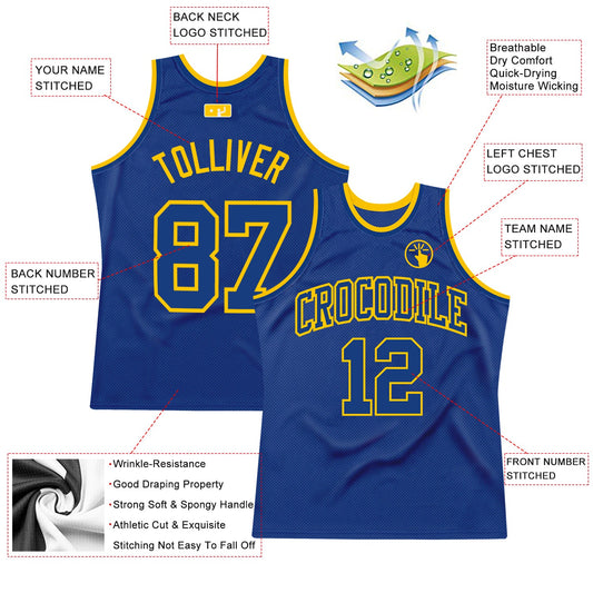 Custom Royal Royal-Gold Authentic Throwback Basketball Jersey - Sky-Custom