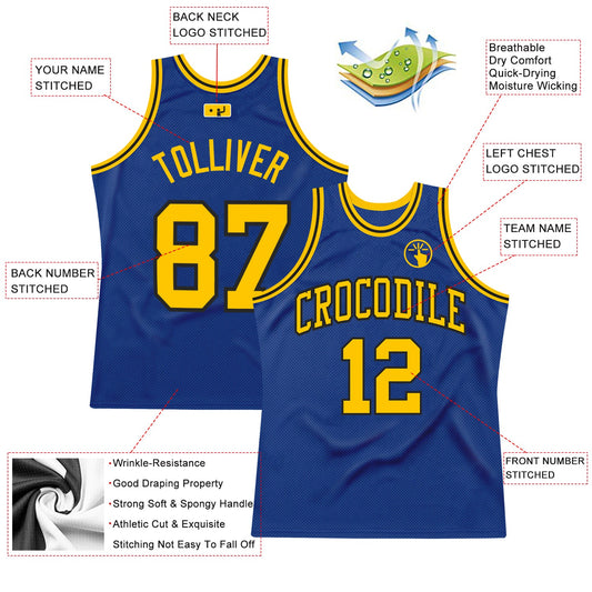 Custom Royal Gold-Black Authentic Throwback Basketball Jersey - Sky-Custom