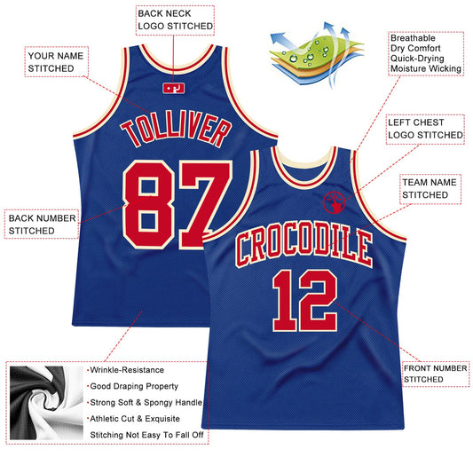 Custom Royal Red-Cream Authentic Throwback Basketball Jersey - Sky-Custom
