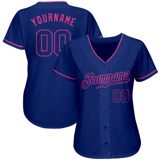 Custom Royal Royal-Pink Authentic Baseball Jersey - Sky-Custom