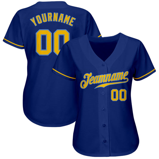 Custom Royal Gold-Light Blue Authentic Baseball Jersey - Sky-Custom