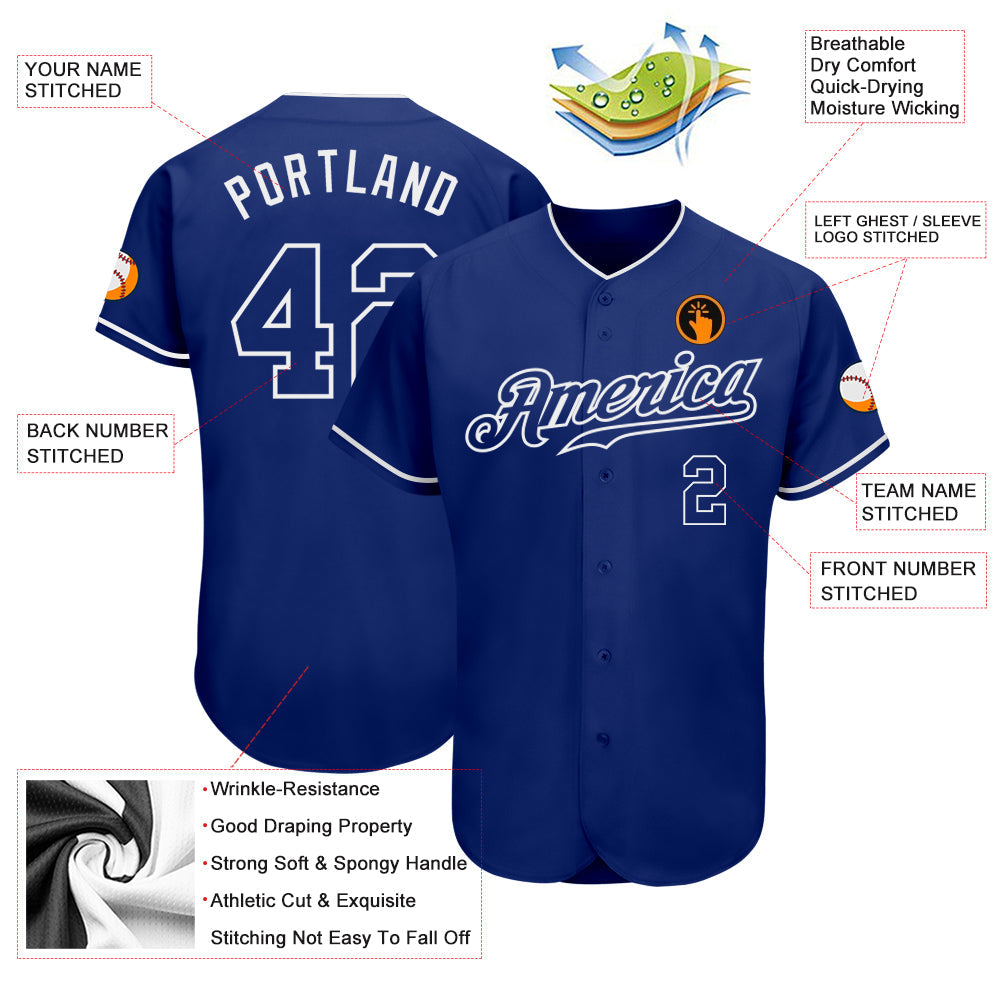 Custom Royal Royal-White Authentic Baseball Jersey - Sky-Custom