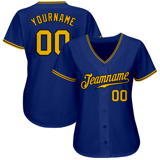 Custom Royal Gold-Black Authentic Baseball Jersey - Sky-Custom