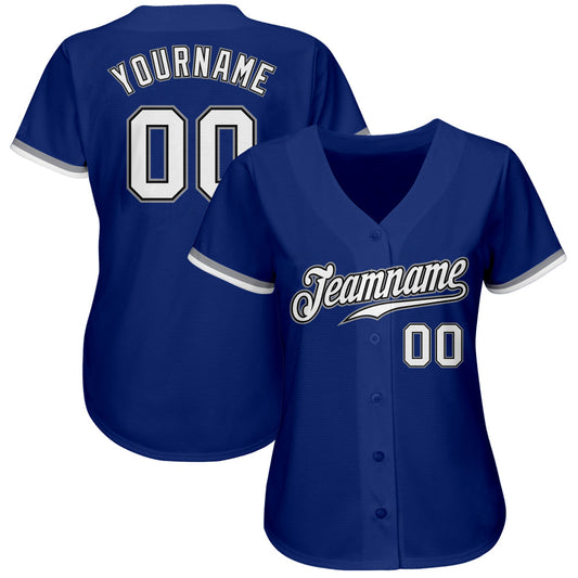 Custom Royal White Black-Gray Authentic Baseball Jersey - Sky-Custom
