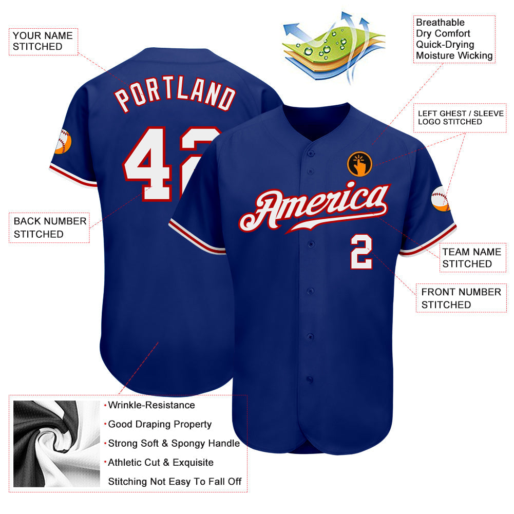 Custom Royal White-Red Authentic Baseball Jersey - Sky-Custom