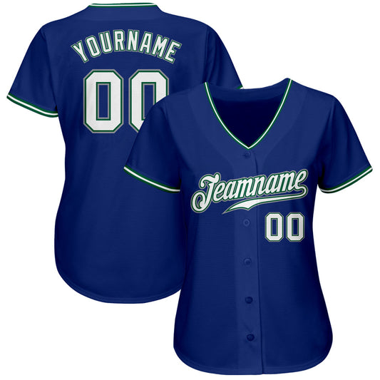 Custom Royal White Kelly Green-Gray Authentic Baseball Jersey - Sky-Custom