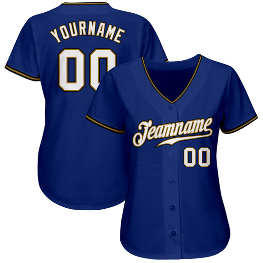 Custom Royal White Old Gold-Black Authentic Baseball Jersey - Sky-Custom