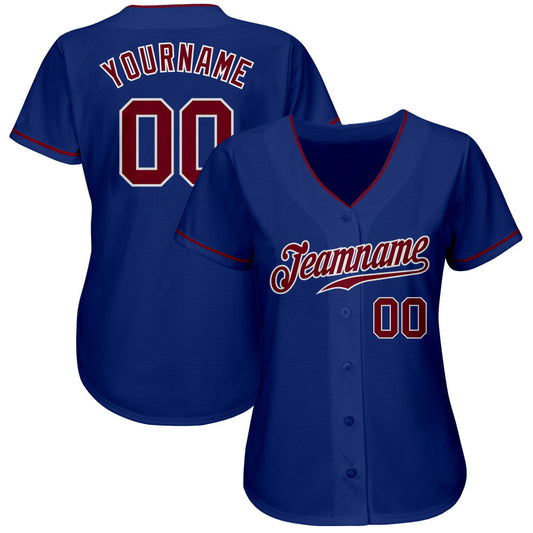 Custom Royal Crimson-White Authentic Baseball Jersey - Sky-Custom