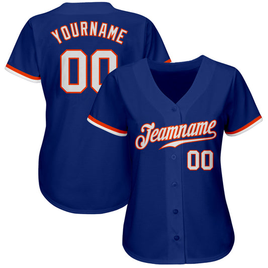 Custom Royal White-Orange Authentic Baseball Jersey - Sky-Custom